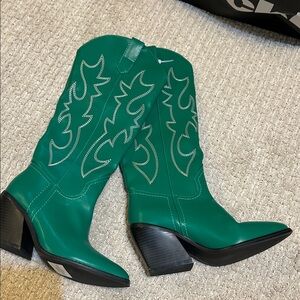 New Madden Girl Steve Madden Arizona Knee High Green Cowgirl Boots size 7.5